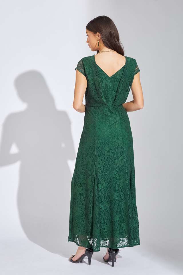 Solid-Nylon-V-Neck-Women-s-Maxi-Dress