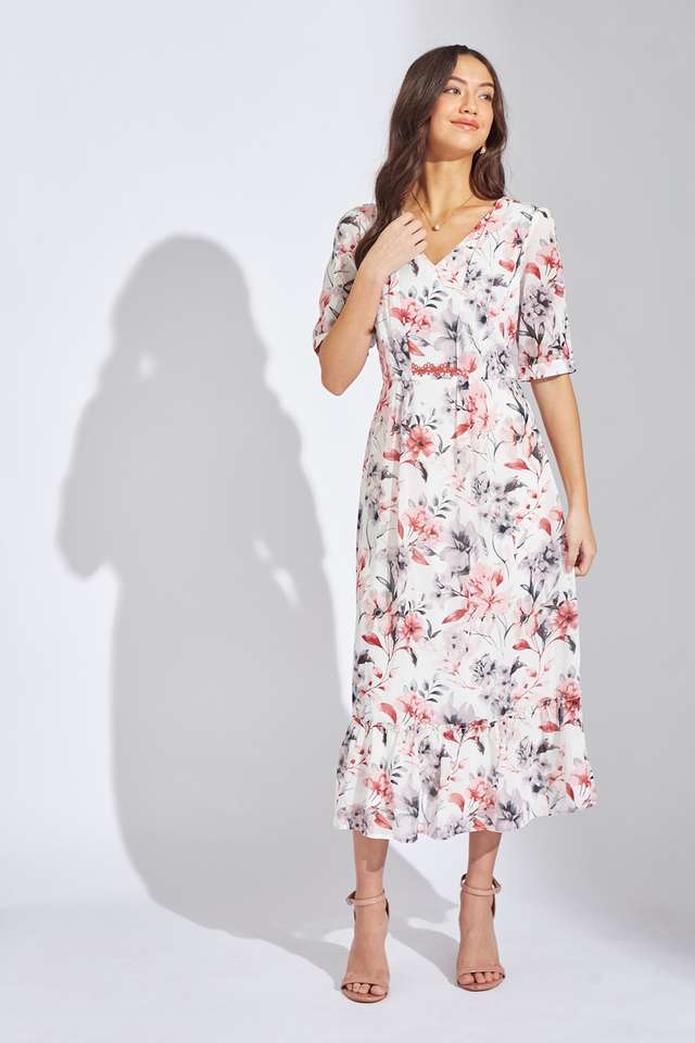 Printed-Polyester-V-Neck-Women-s-Maxi-Dress