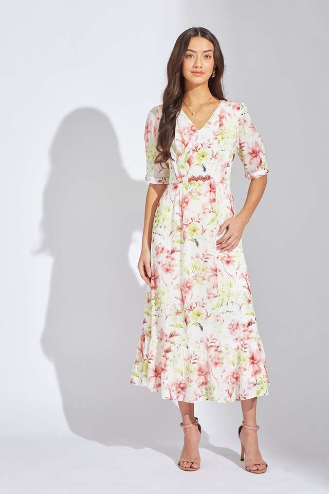 Printed-Polyester-V-Neck-Women-s-Maxi-Dress