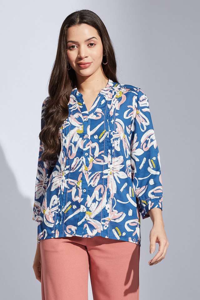 latin quarters Printed Rayon V-Neck Women Top-picture-28