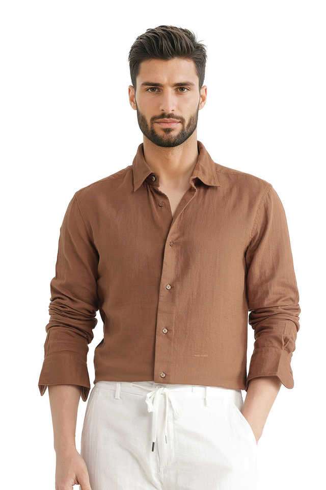 Solid-Cotton-Regular-Fit-Men-s-Casual-Wear-Shirt