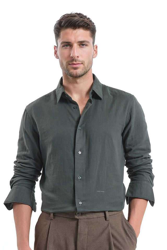 Solid-Cotton-Regular-Fit-Men-s-Casual-Wear-Shirt