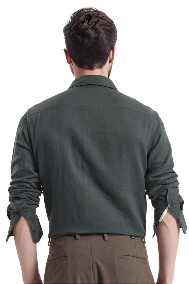 Solid-Cotton-Regular-Fit-Men-s-Casual-Wear-Shirt