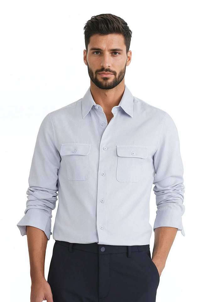 Solid-Cotton-Regular-Fit-Men-s-Casual-Wear-Shirt