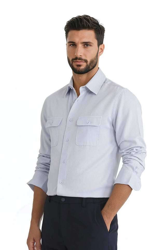 Solid-Cotton-Regular-Fit-Men-s-Casual-Wear-Shirt