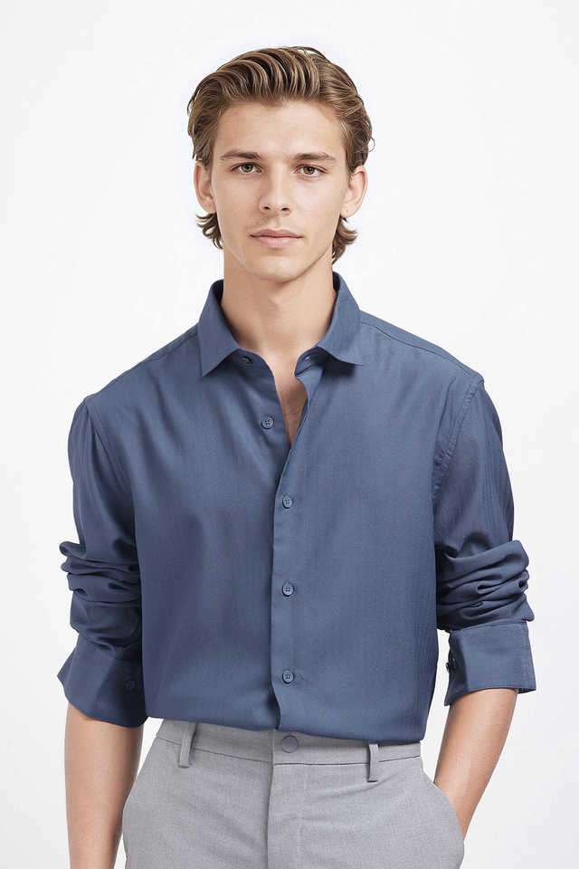 Solid-Blended-Fabric-Regular-Fit-Men-s-Casual-Wear-Shirt