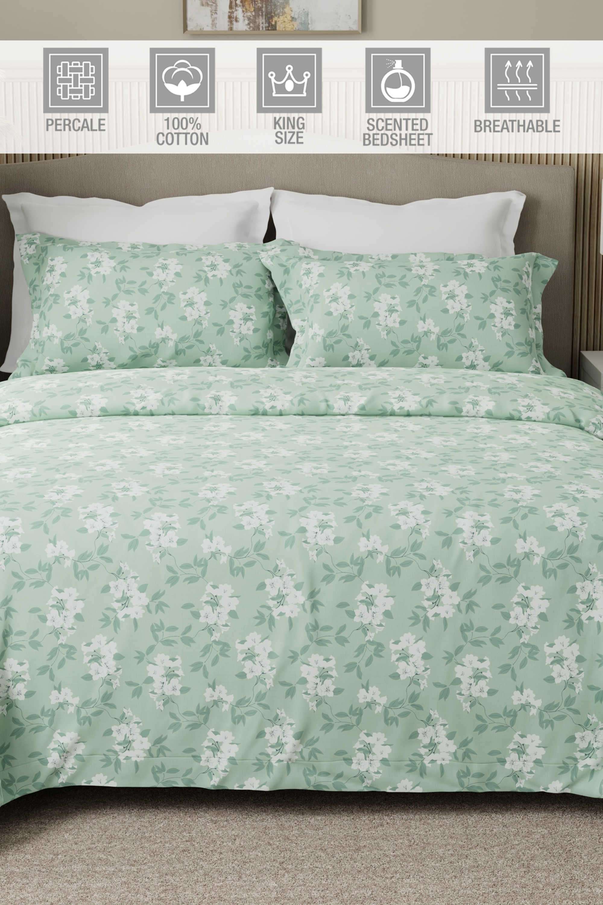 Nature-Bouquet-300-TC-Cotton-King-Bedsheet-With-2-Pillow-Covers