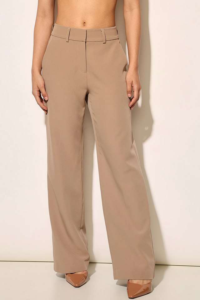 Solid-Polyester-Regular-Fit-Women-s-Pant