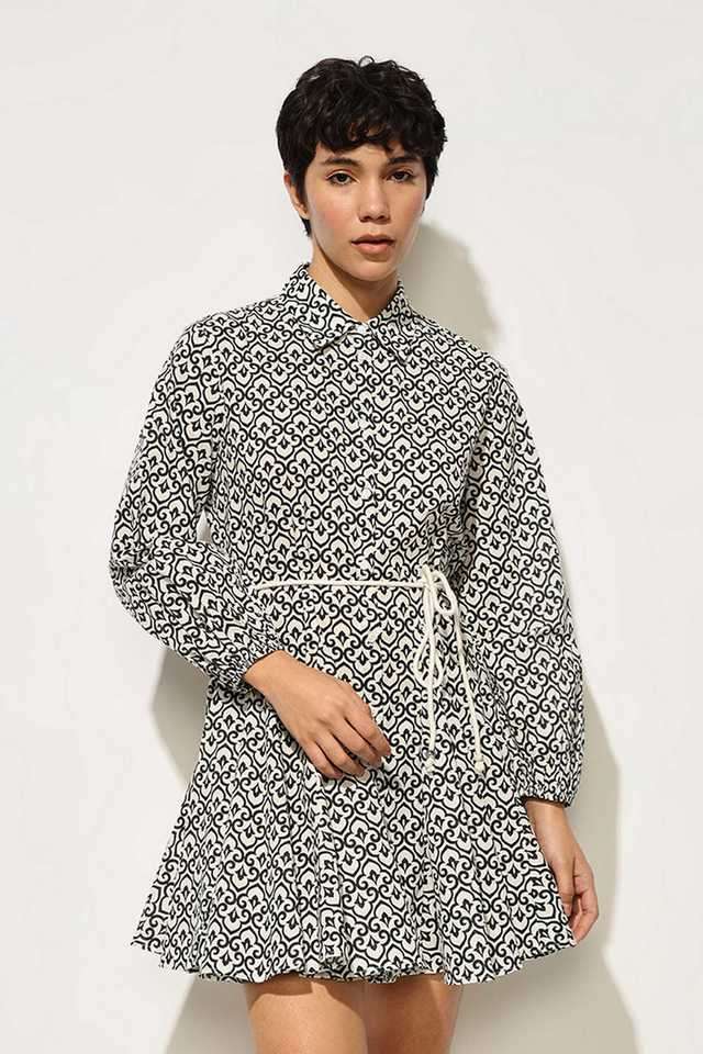 Abstract-Cotton-Collared-Women-s-Mini-Dress