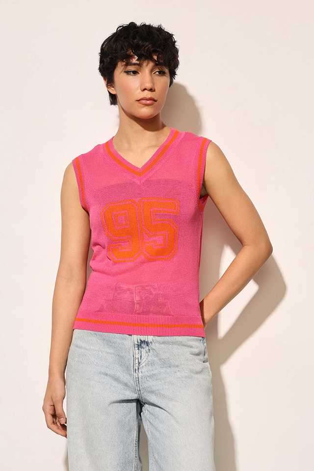 Typographic-Viscose-V-Neck-Women-s-T-Shirt