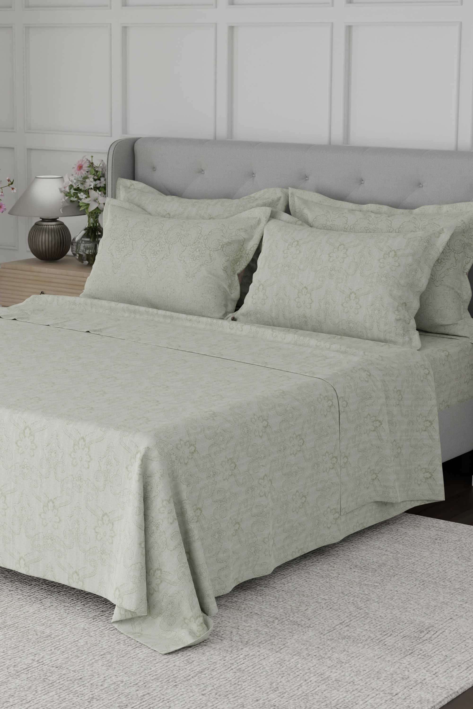 Platinum-Pulse-100--Cotton-800-TC-Light-Green-Digitally-Printed-King-Bedsheet-with-4-Pillow-Covers