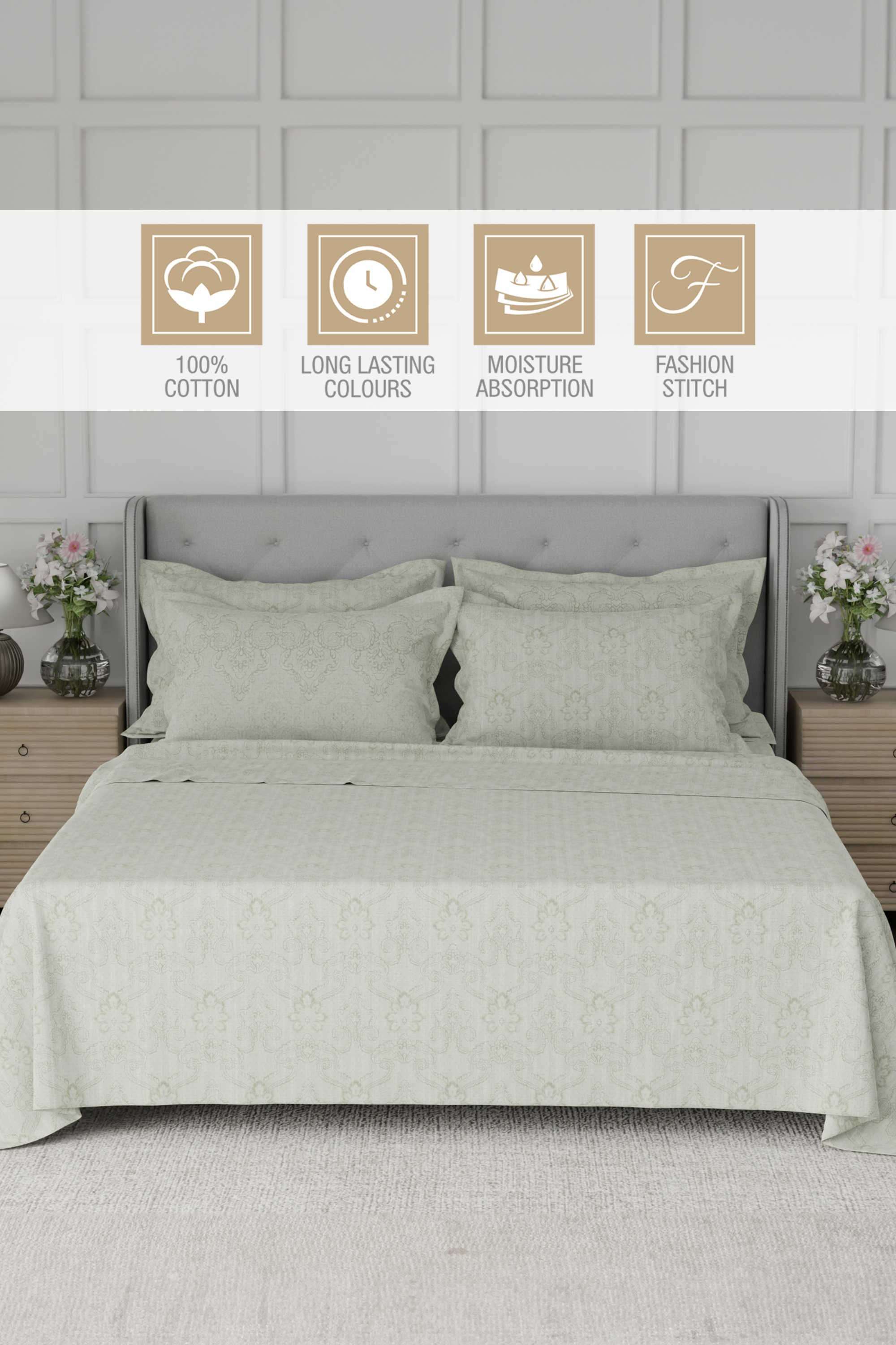 Platinum-Pulse-100--Cotton-800-TC-Light-Green-Digitally-Printed-King-Bedsheet-with-4-Pillow-Covers