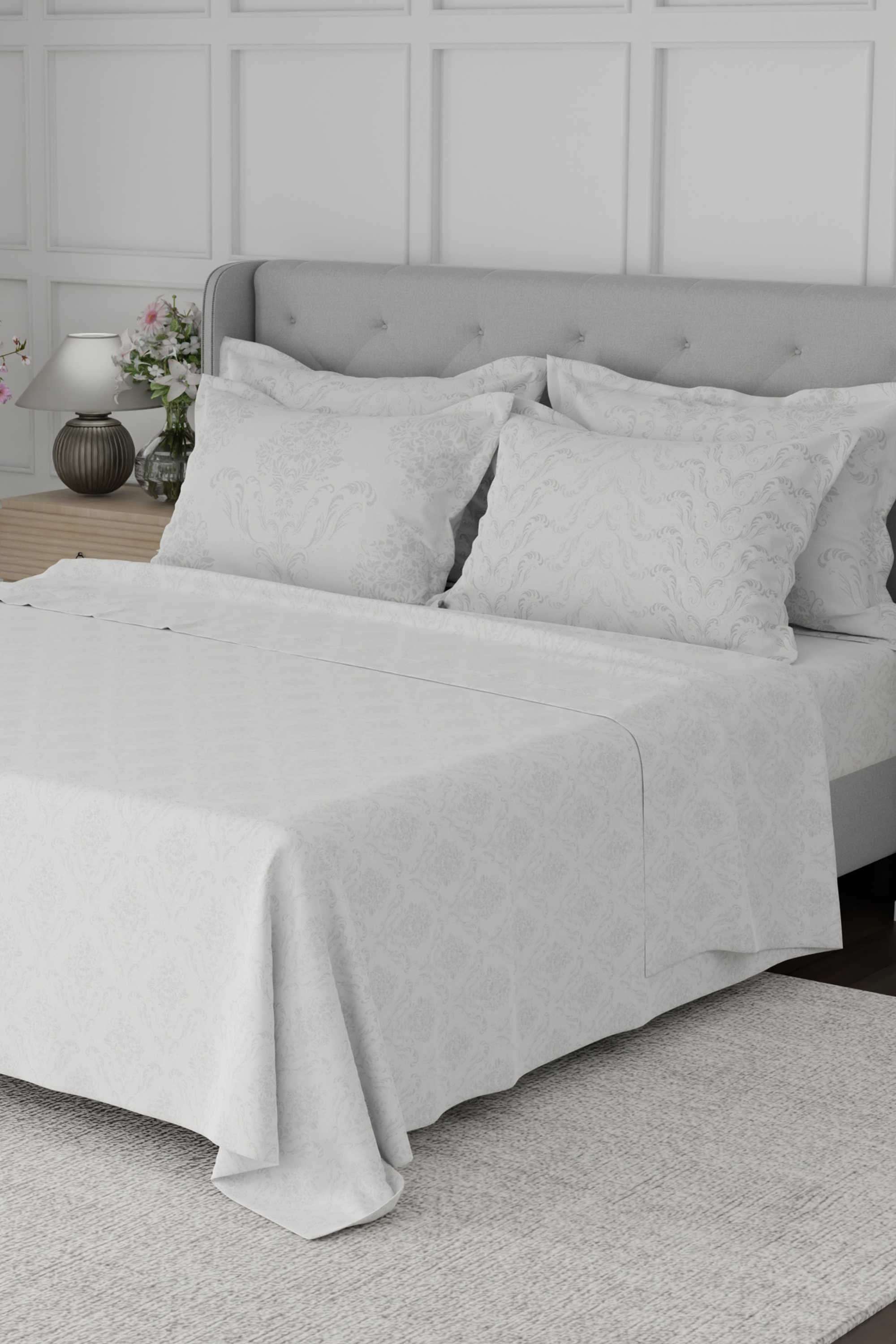 Platinum-Pulse-100--Cotton-800-TC-White-Digitally-Printed-King-Bedsheet-with-4-Pillow-Covers