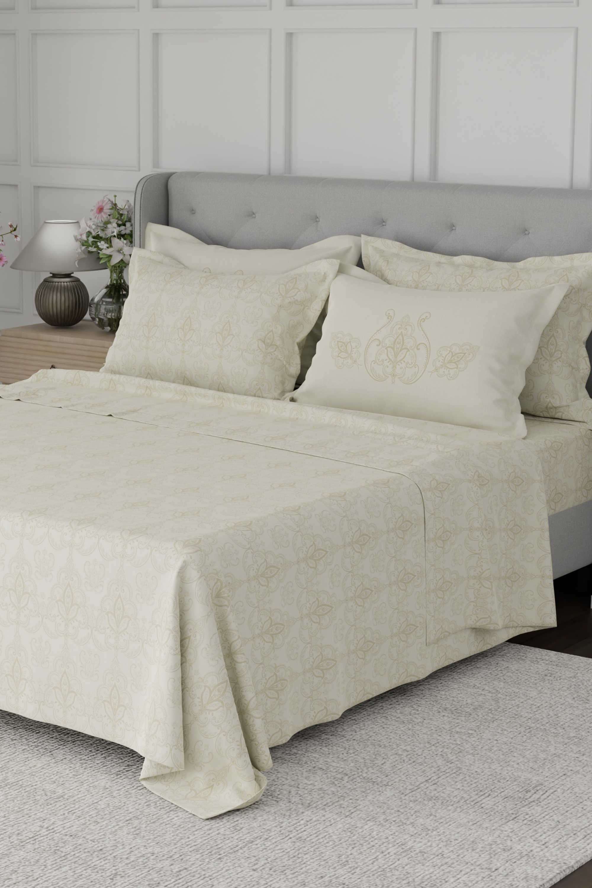 Platinum-Pulse-100--Cotton-800-TC-Cream-Digitally-Printed-King-Bedsheet-with-4-Pillow-Covers