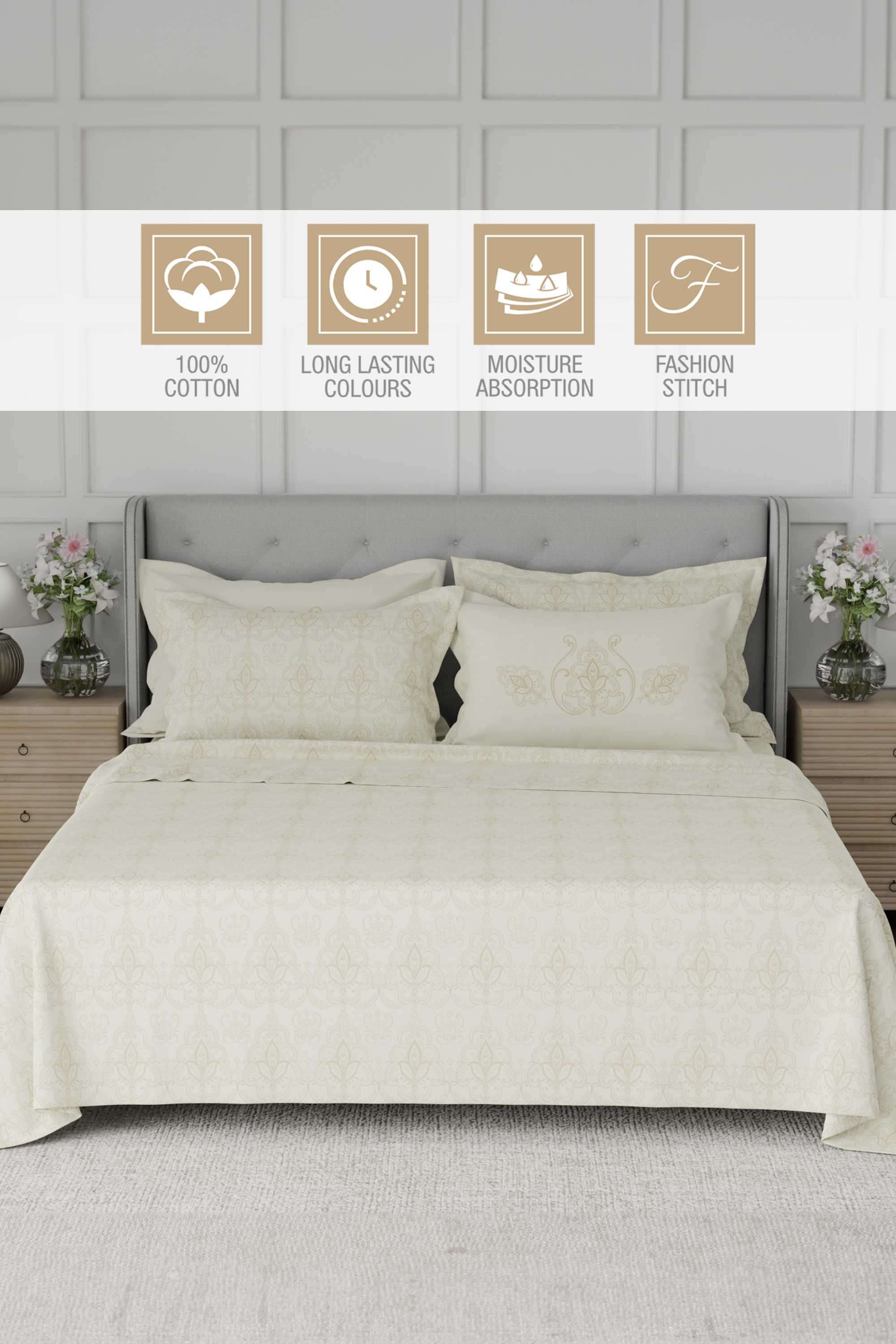 Platinum-Pulse-100--Cotton-800-TC-Cream-Digitally-Printed-King-Bedsheet-with-4-Pillow-Covers