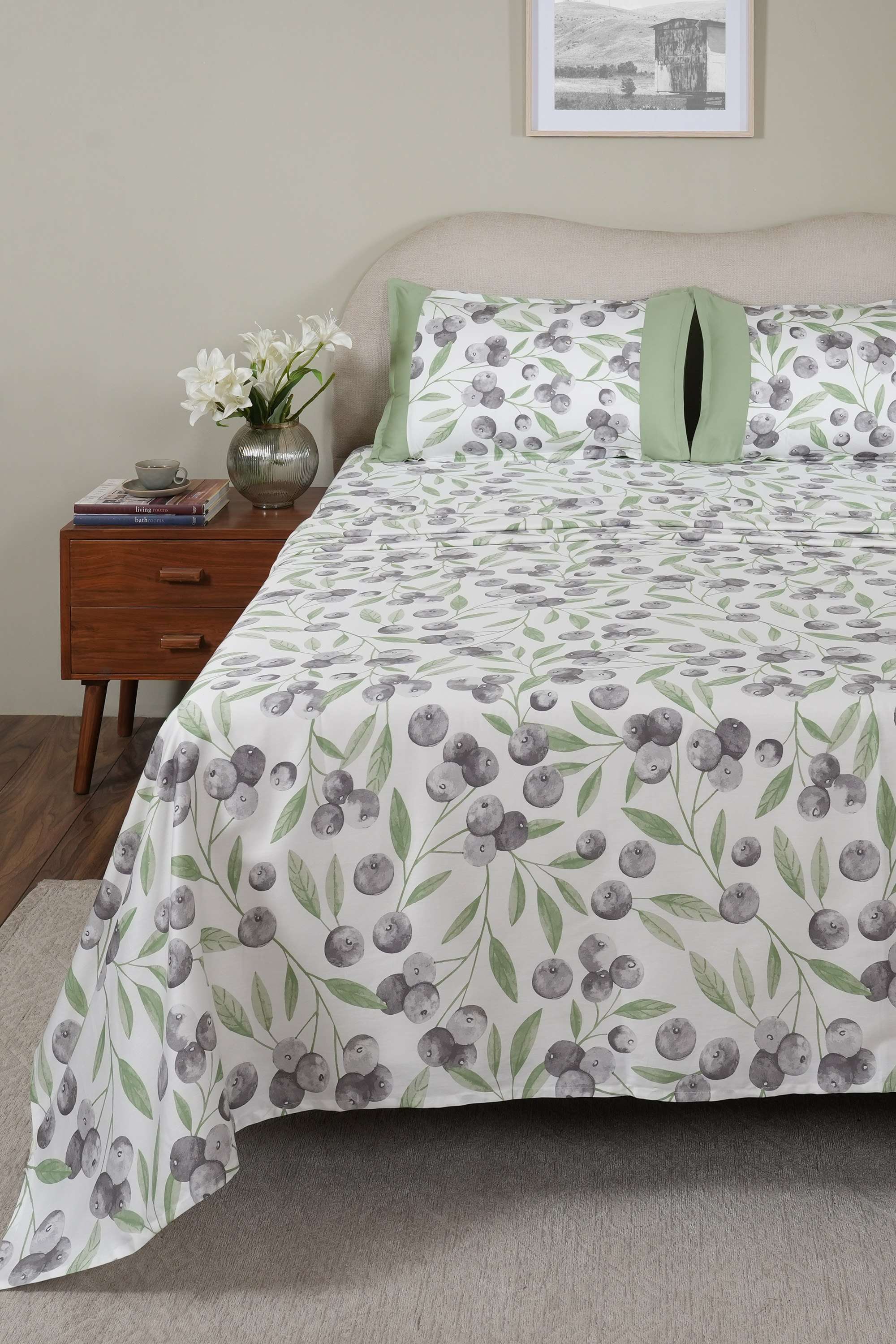 Myrtille-Green-King-Bed-Sheet-with-Pillow-Case
