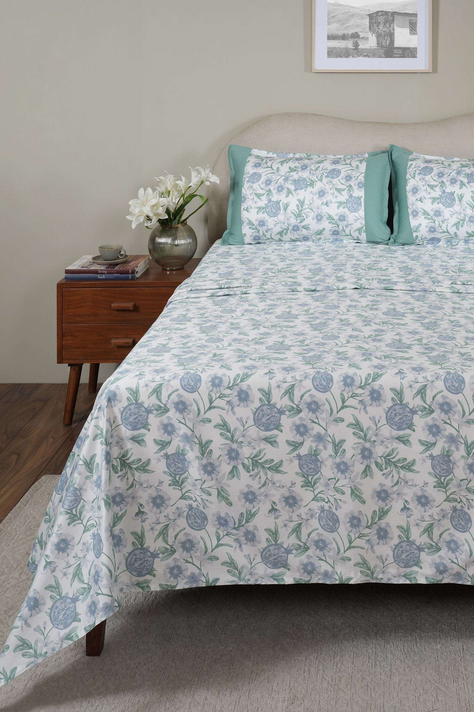 Blooming-Petals-Blue-Single-Bed-Sheet-with-Pillow-Case