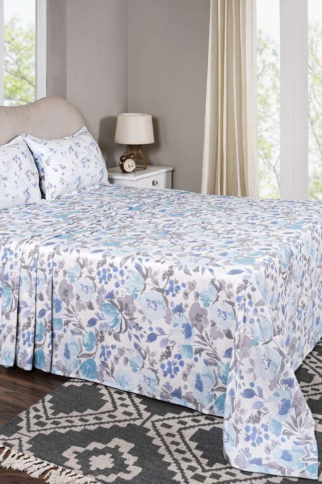 Florencia-Blue-Single-Bed-Sheet-with-Pillow-Case