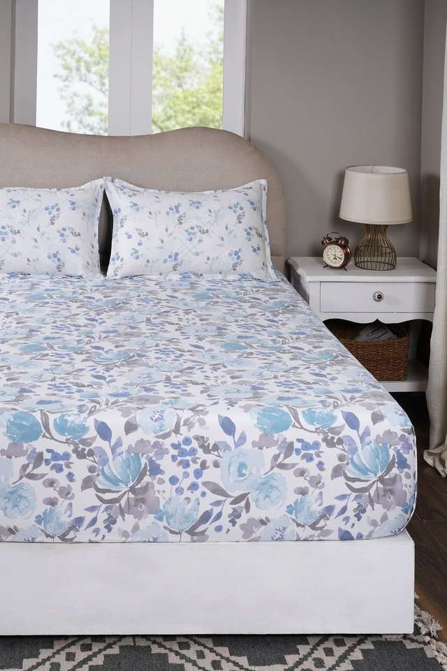 Florencia-Blue-Single-Fitted-Sheet-with-Pillow-Case