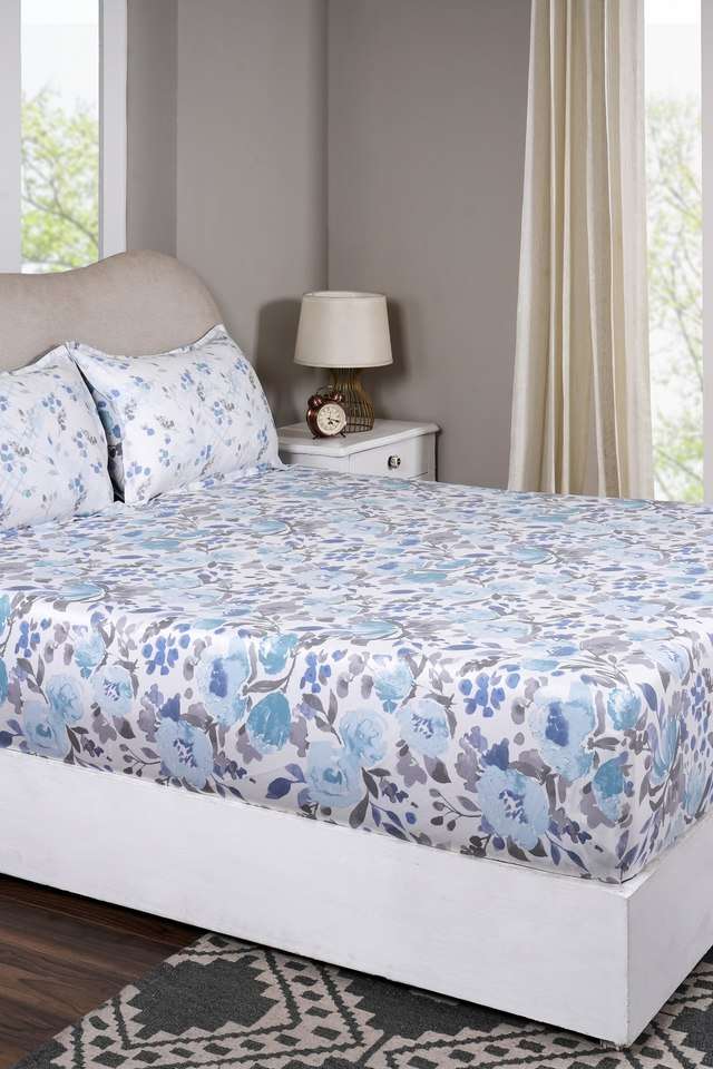 Florencia-Blue-Double-Fitted-Sheet-with-Pillow-Case