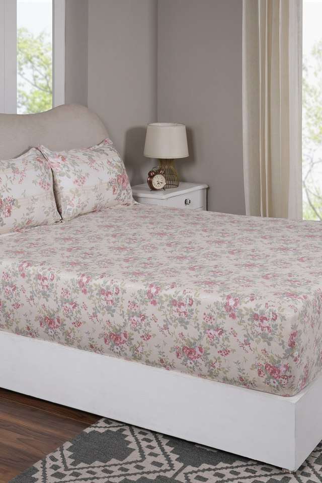 Flowerland-Red-Single-Fitted-Sheet-with-Pillow-Case