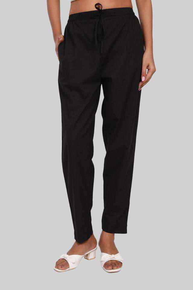 Solid-Blended-Fabric-Straight-Fit-Women-s-Pants