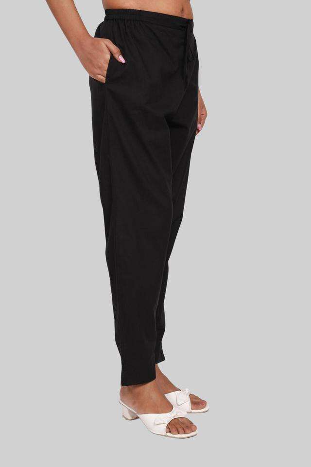 Solid-Blended-Fabric-Straight-Fit-Women-s-Pants