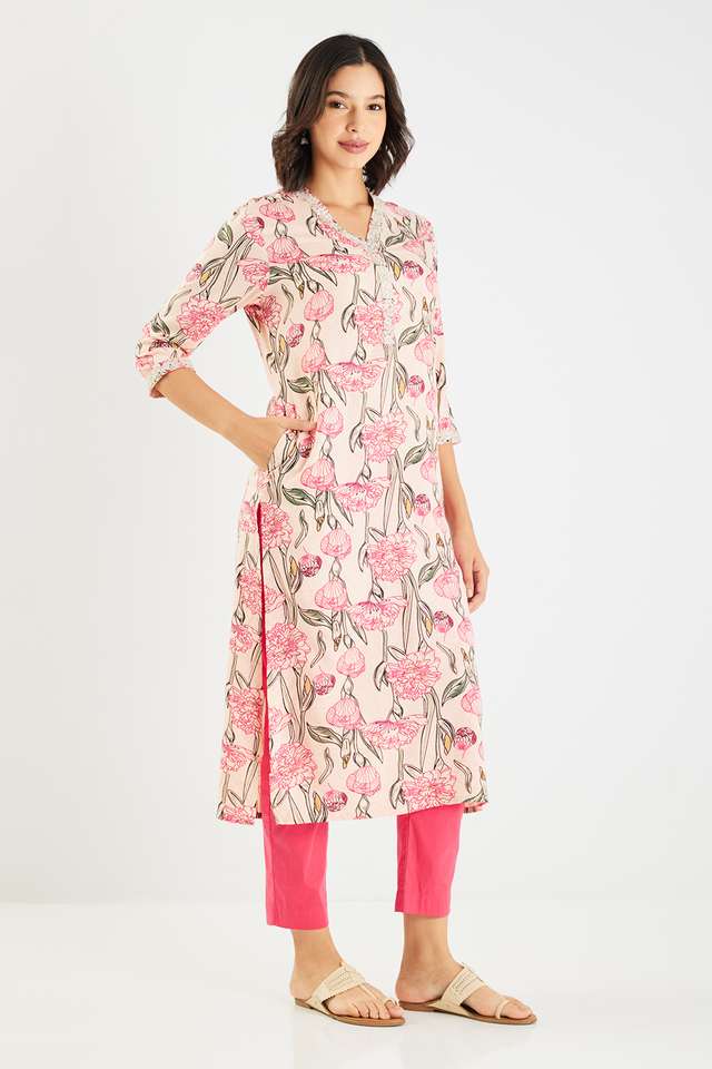 Printed-Blended-Fabric-Straight-Fit-Women-s-Kurta