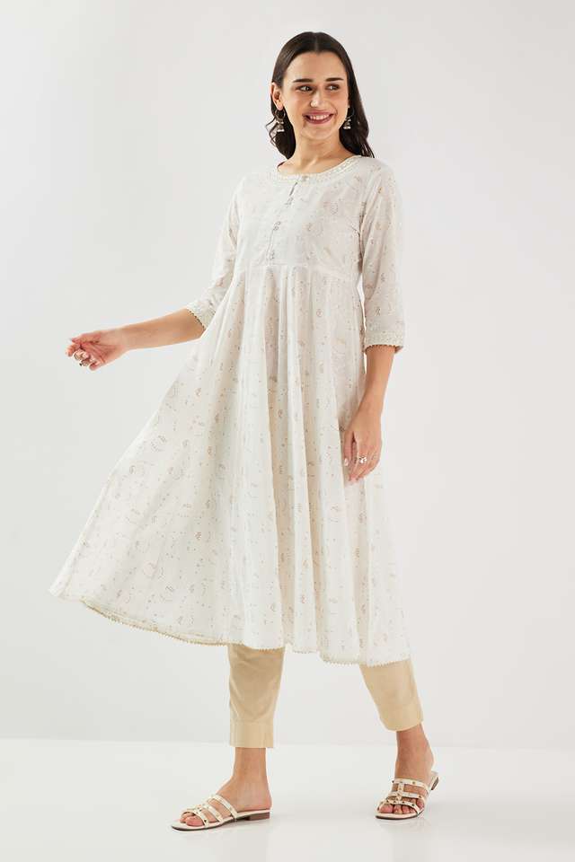 Printed-Blended-Fabric-Flared-Fit-Women-s-Kurta