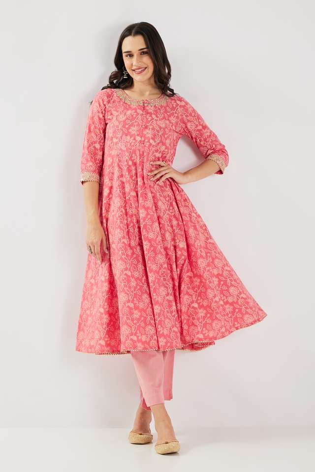 Printed-Blended-Fabric-Flared-Fit-Women-s-Kurta