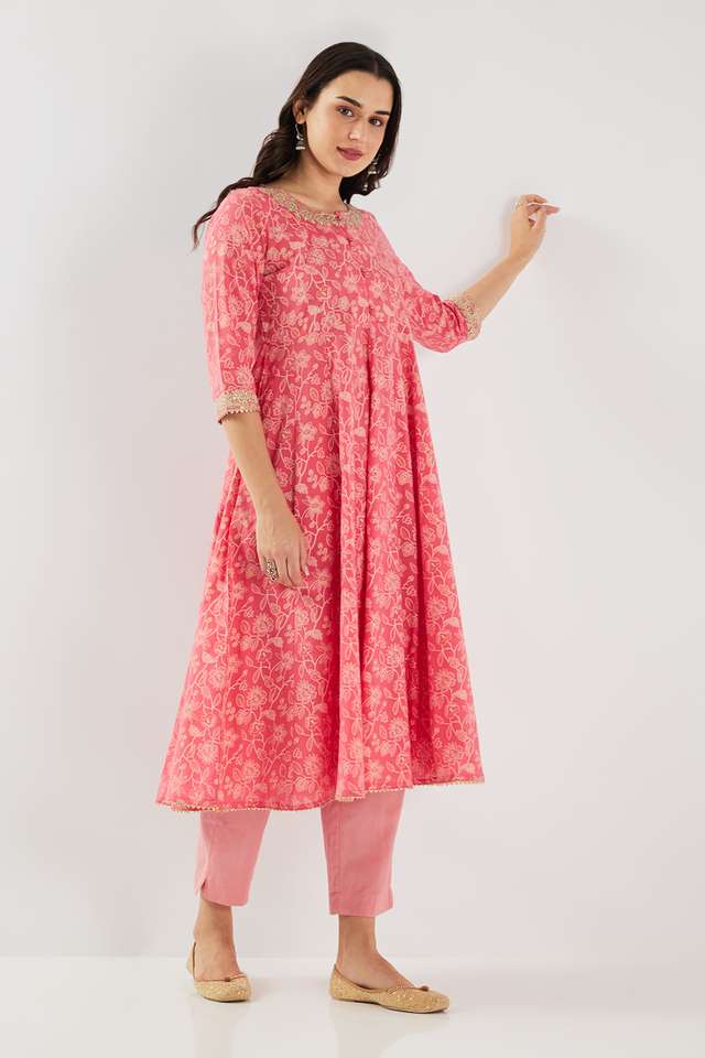 Printed-Blended-Fabric-Flared-Fit-Women-s-Kurta