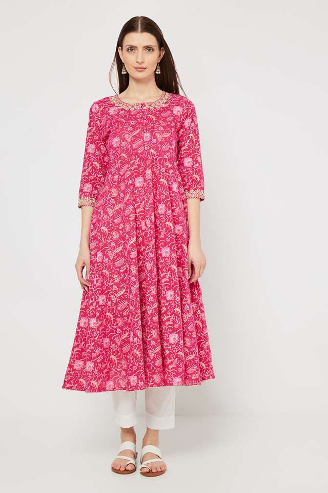 Printed-Blended-Fabric-Flared-Fit-Women-s-Kurta