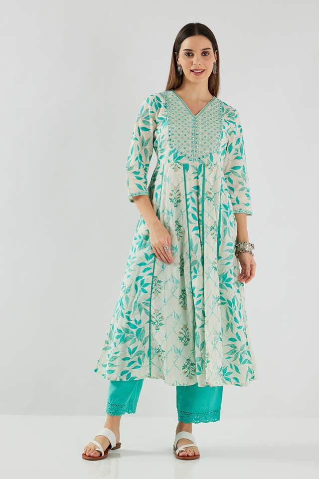 Printed-Blended-Fabric-Flared-Fit-Women-s-Kurta
