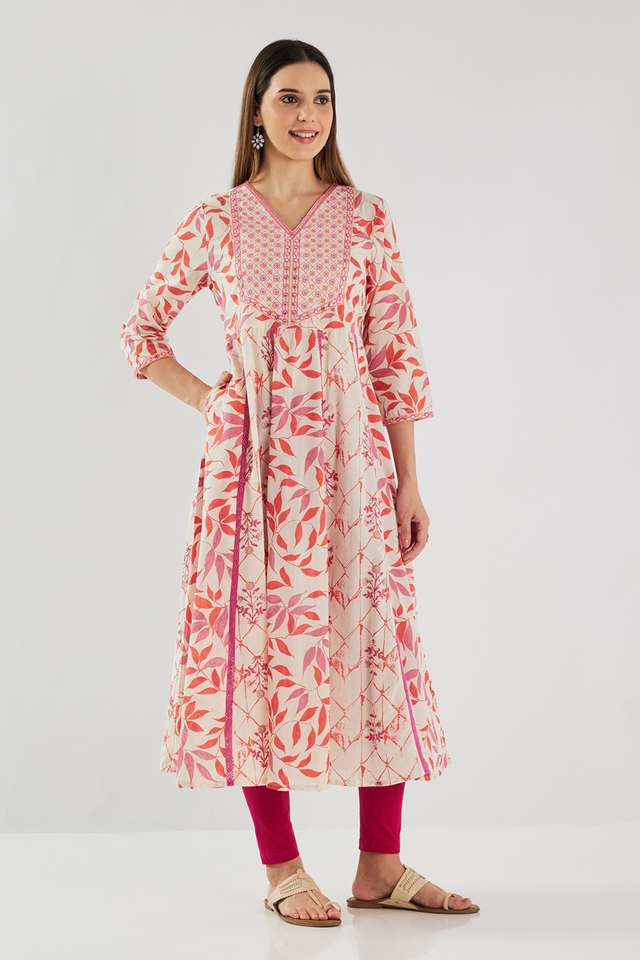 Printed-Blended-Fabric-Flared-Fit-Women-s-Kurta