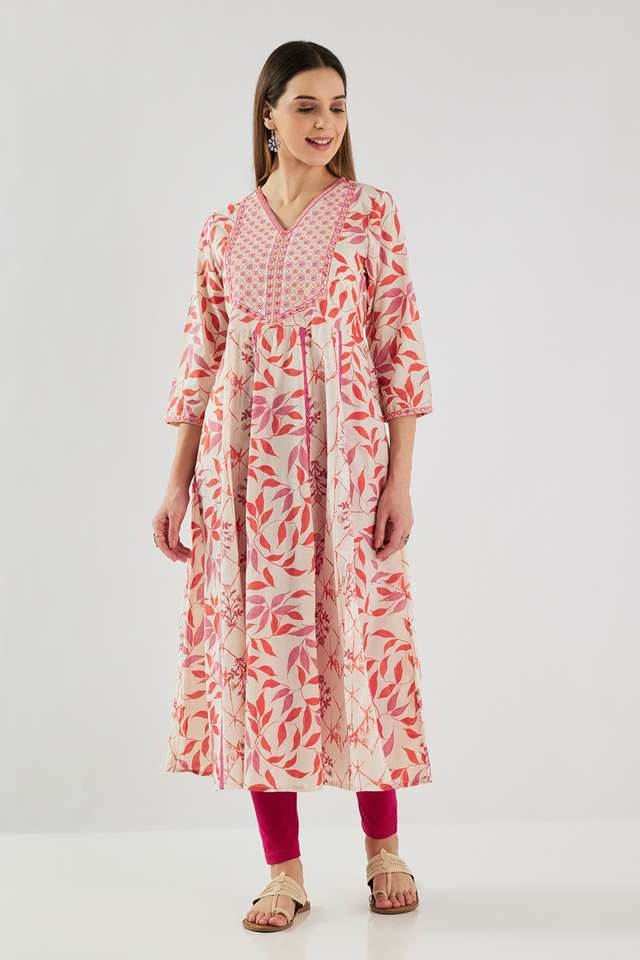 Printed-Blended-Fabric-Flared-Fit-Women-s-Kurta