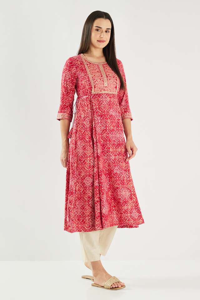 Printed-Blended-Fabric-Flared-Fit-Women-s-Kurta