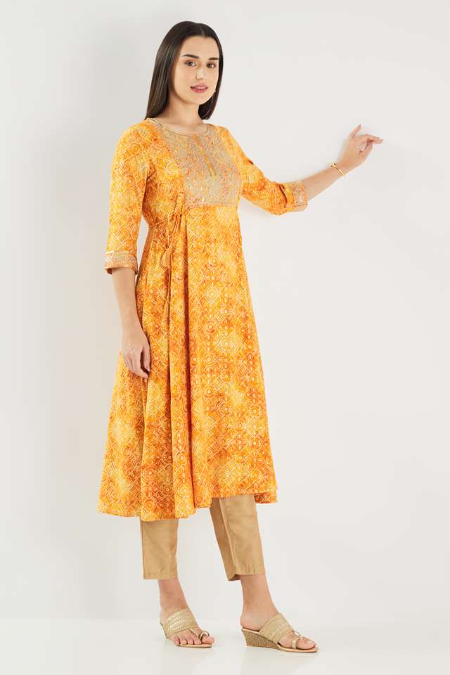 Printed-Blended-Fabric-Flared-Fit-Women-s-Kurta