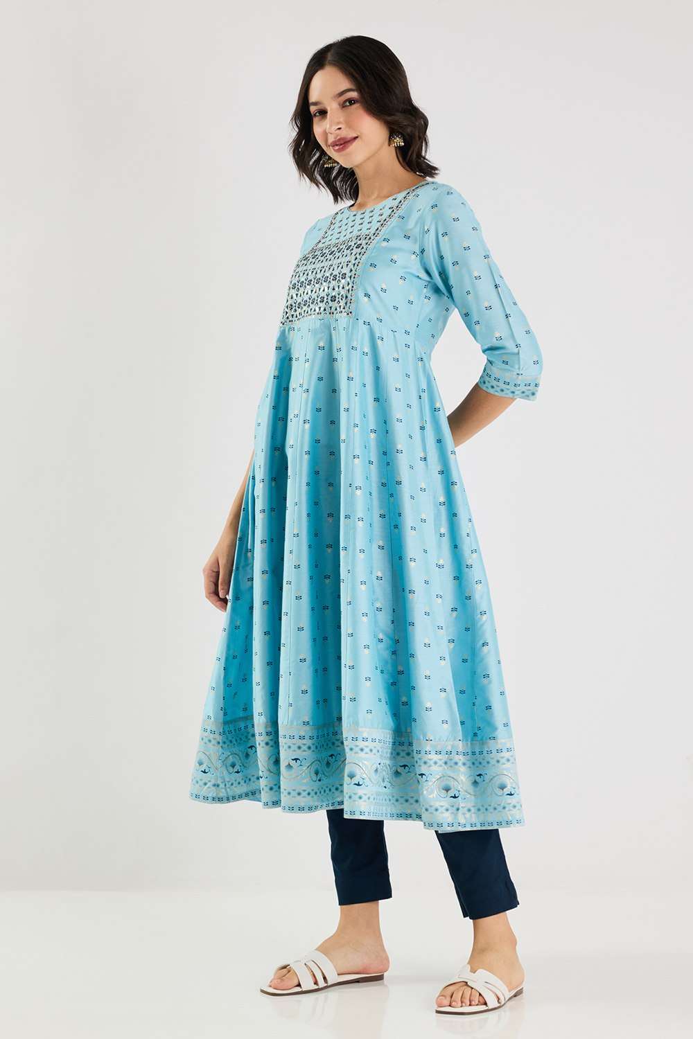 Printed-Blended-Fabric-Flared-Fit-Women-s-Kurta