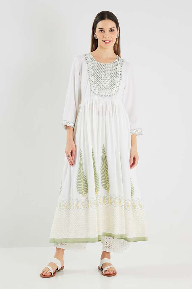 Printed-Blended-Fabric-Flared-Fit-Women-s-Kurta
