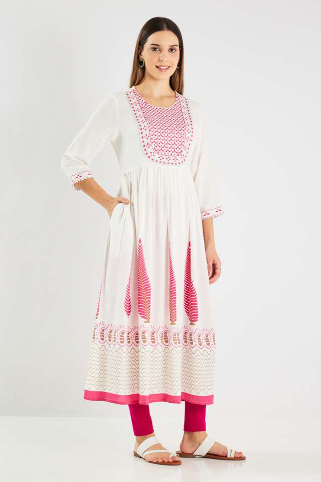 Printed-Blended-Fabric-Flared-Fit-Women-s-Kurta