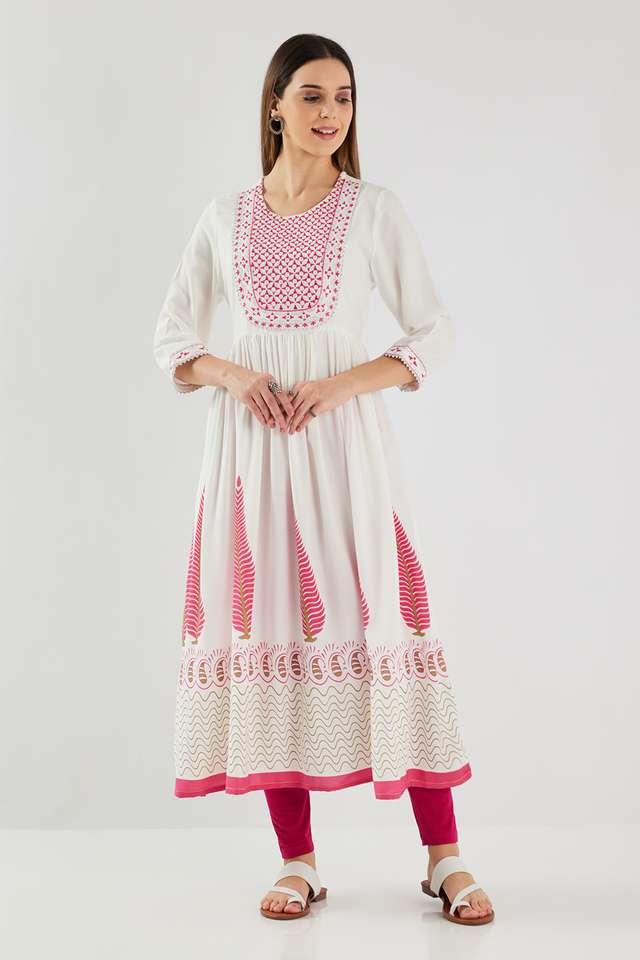 Printed-Blended-Fabric-Flared-Fit-Women-s-Kurta