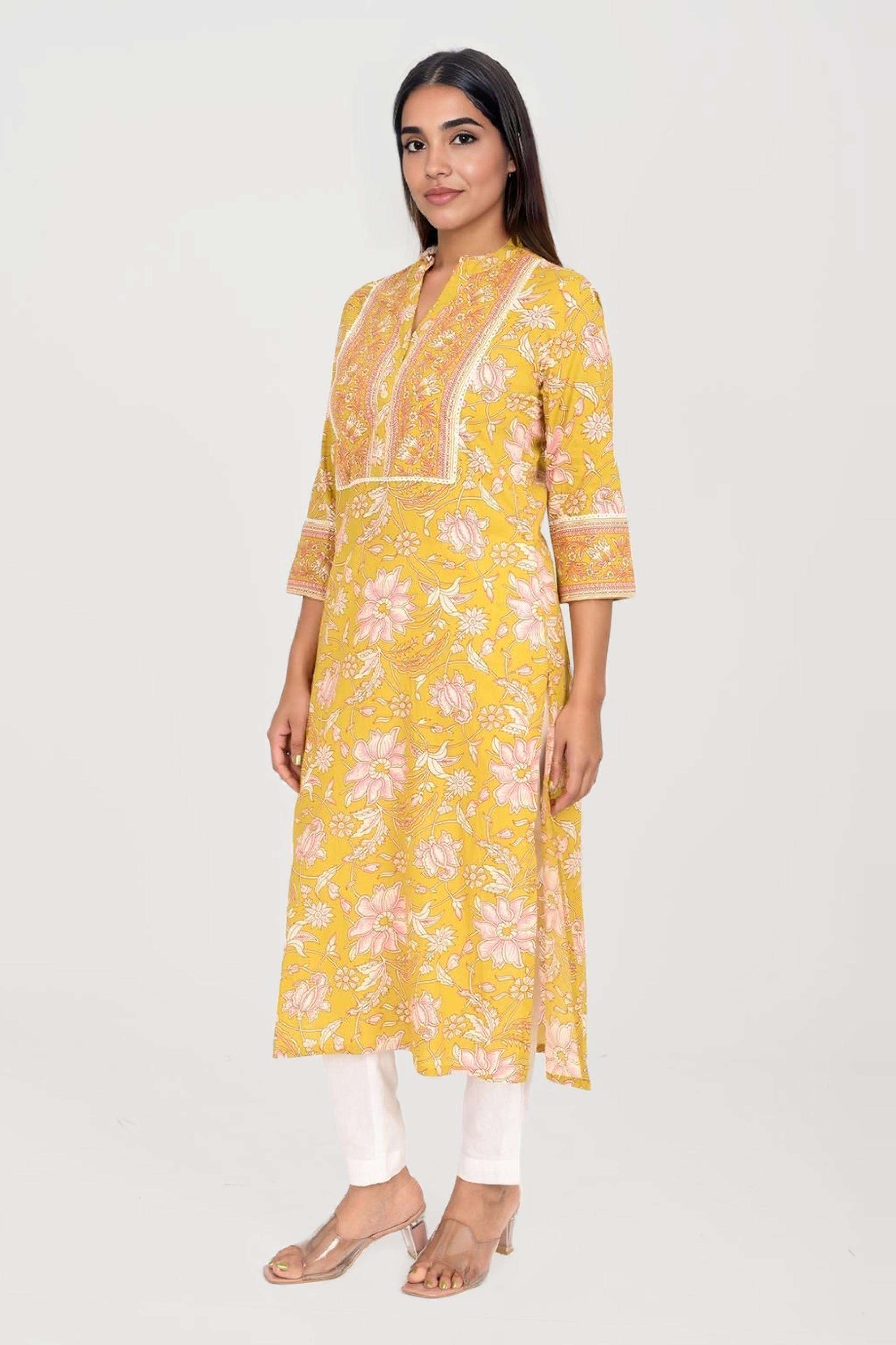 Printed-Cotton-Collared-Women-s-Kurta