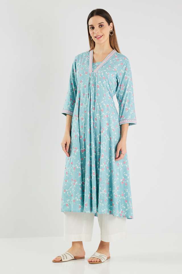 Printed-Blended-Fabric-Flared-Fit-Women-s-Kurta