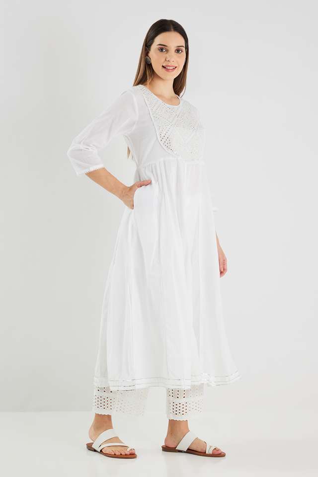 Solid-Blended-Fabric-Flared-Fit-Women-s-Kurta