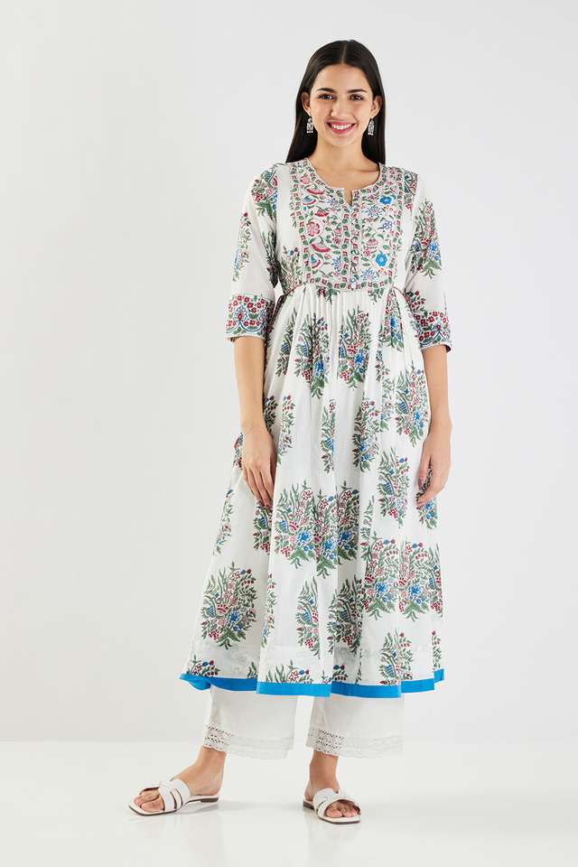 Embroidered-Cotton-Round-V-Cut-Neck-Women-s-Casual-Wear-Kurta