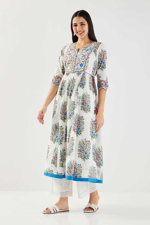 Embroidered-Cotton-Round-V-Cut-Neck-Women-s-Casual-Wear-Kurta
