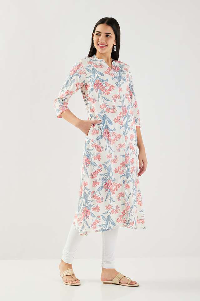 Printed-Blended-Fabric-Collared-Women-s-Kurta