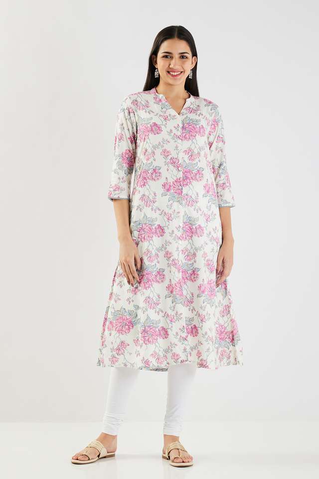 Printed-Blended-Fabric-Collared-Women-s-Kurta