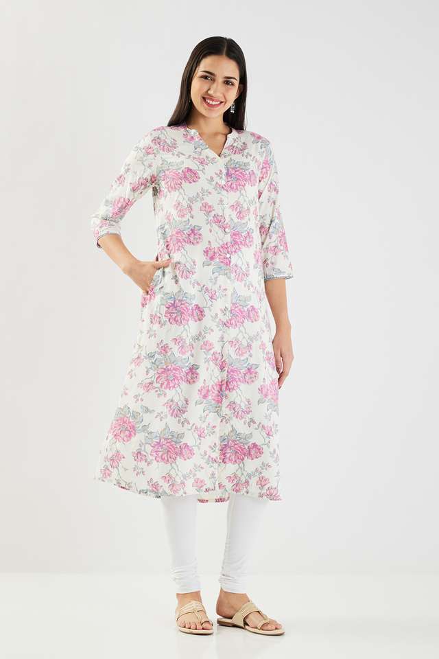 Printed-Blended-Fabric-Collared-Women-s-Kurta