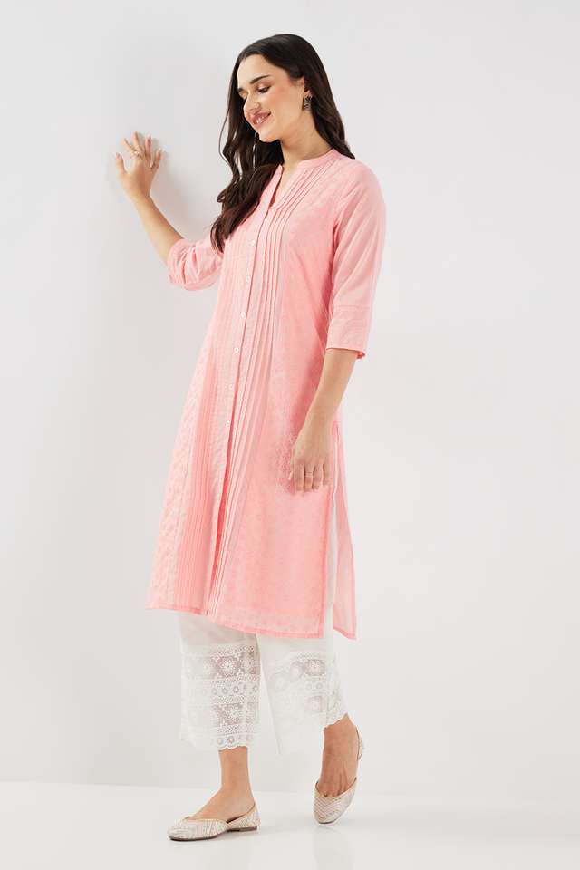 Schiffli-Blended-Fabric-Regular-Fit-Women-s-Kurta